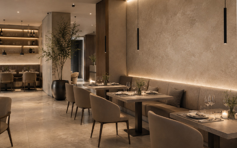 Dekorativní stěrka v restauraci